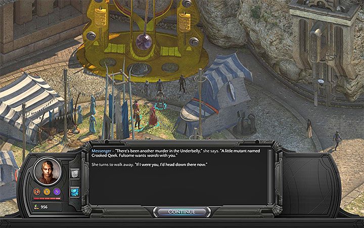 O nowym morderstwach możesz dowiadywać się od posłańca - Kto jest mordercą w Klifach Sagusa i kogo może zabić? - Torment: Tides of Numenera - poradnik do gry
