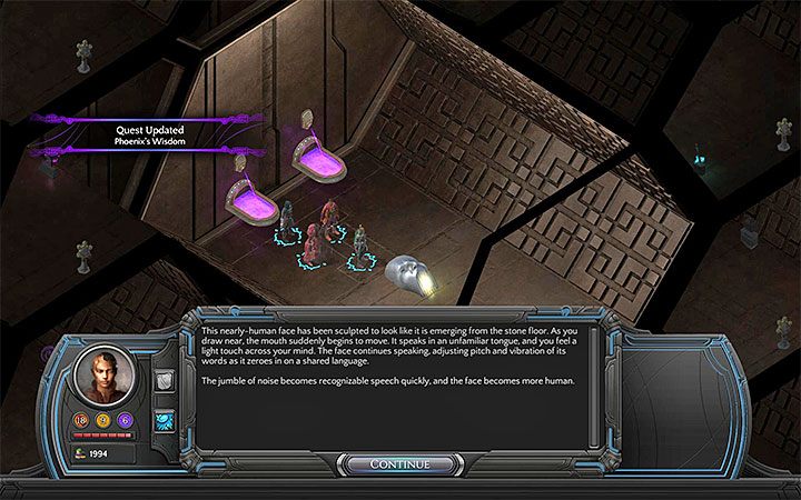 Zbadaj obiekt w kształcie głowy - Mądrość Feniksa (Phoenixs Wisdom) - poboczne zadanie - Torment: Tides of Numenera - poradnik do gry