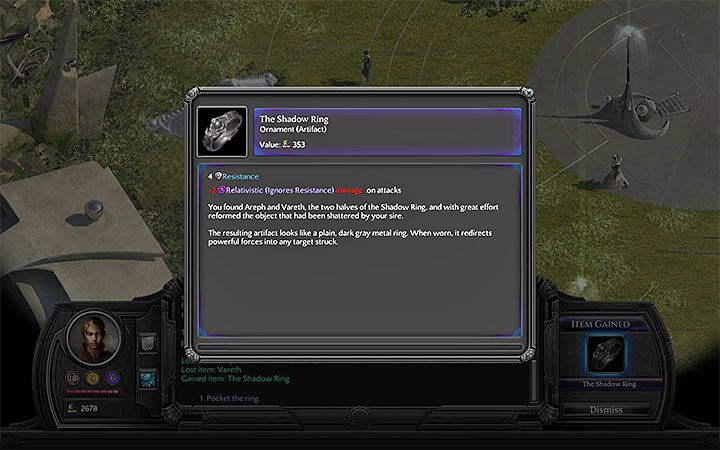 Po wejściu w posiadanie obu fragmentów otwórz inwentarz, wybierz dowolny z nich i kliknij na opcję użycia - Jak skonstruować Pierścień Cieni (The Shadow Ring) | Torment Tides of Numenera - Torment: Tides of Numenera - poradnik do gry