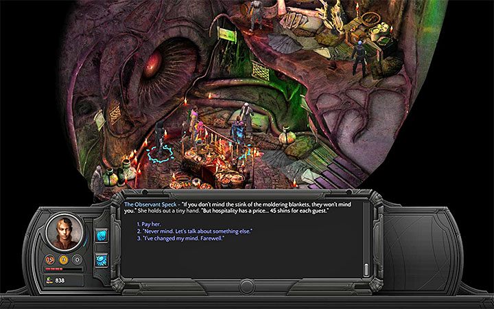 Porozmawiaj z Drobiną w temacie zorganizowania płatnego odpoczynku - Wykwit: Rozległe Trzewia (Vast Interior) M16 - mapa lokacji - Torment: Tides of Numenera - poradnik do gry