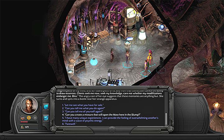 Dowiesz się od Sheen jak przygotować esencję pomocną w otwarciu Paszczy - Cena Dracogena (Dracogens Price) - główne zadanie | Torment Tides of Numenera - Torment: Tides of Numenera - poradnik do gry