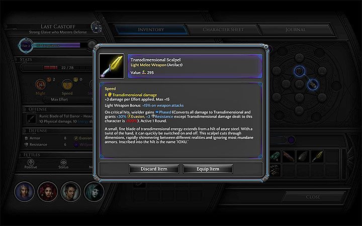 Podgląd na gotowy przedmiot - Rękojeść bez ostrza (A Hilt Without a Blade) - Torment: Tides of Numenera - poradnik do gry