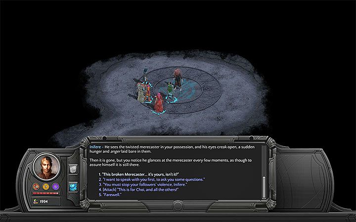 Na początku spotkania z Inifere wybierz temat dotyczący retrospektora - Odcięte dziecko (Severed Child) - poboczne zadanie | Torment Tides of Numenera - Torment: Tides of Numenera - poradnik do gry