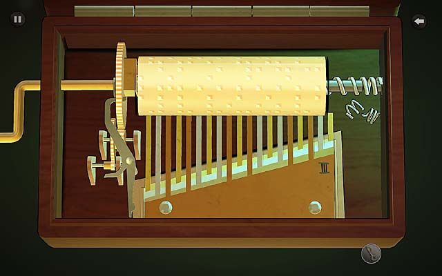 Wyjdź ze zbliżenia na wnętrze pozytywki i obróć ją do siebie bokiem z korbą - Przesłuchaj lady Clarke - Rozdział trzeci - Churston - Agatha Christie: The ABC Murders - poradnik do gry