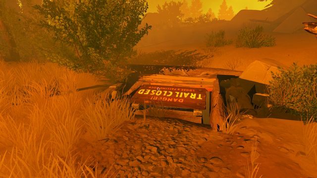 Kawałek dalej znajdziesz ukryte pod znakiem wejście do kryjówki (IMPROVISED HATCH) - Dzień 79 - Opis przejścia - Firewatch - poradnik do gry