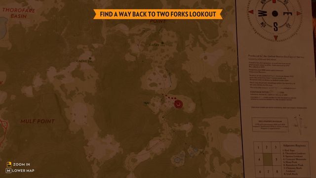 Notatkę w okolicy tego miejsca znajdziesz w zniszczonym wychodku (lokacja na mapie powyżej) - Notatki - Sekrety - Firewatch - poradnik do gry