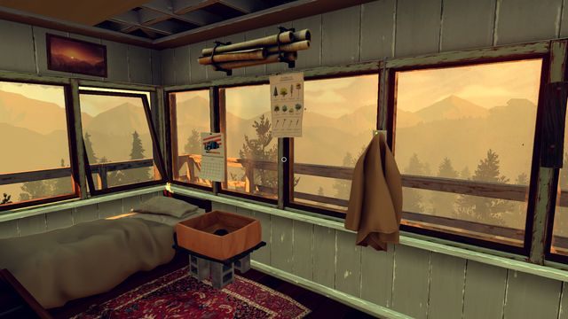 Po krótkiej rozmowie zbadaj wiszący plakat, przedstawiający gatunki roślin - Dzień 77 - Opis przejścia - Firewatch - poradnik do gry