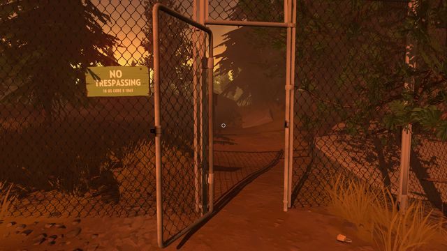 Gdy dotrzesz już w okolice stacji podejdź do bramy, którą bez problemu sforsujesz za pomocą posiadanego toporka strażackiego - Dzień 77 - Opis przejścia - Firewatch - poradnik do gry