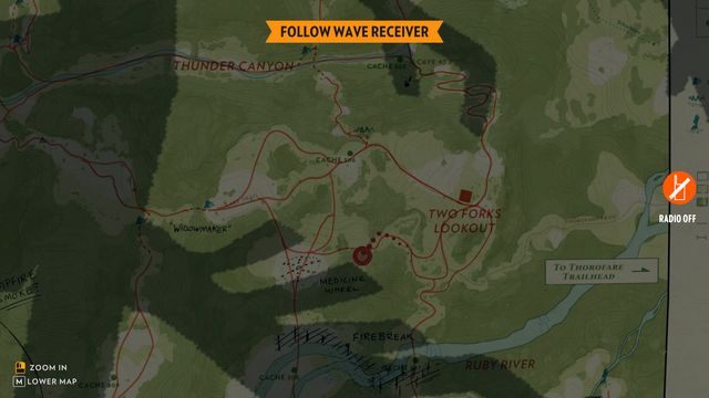 Szukane miejsce znajduje się niedaleko od wieży - Dzień 77 - ciąg dalszy - Opis przejścia - Firewatch - poradnik do gry