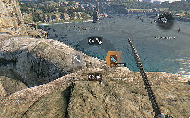 Umieść Przycisk w menu dodatkowych elementów ekwipunku i następnie ustaw go jako aktywny przedmiot (powyższy obrazek) - Jak zdobyć Przycisk - The Button (easter egg)? | Interesujące punkty na mapie - Dying Light: The Following - poradnik do gry