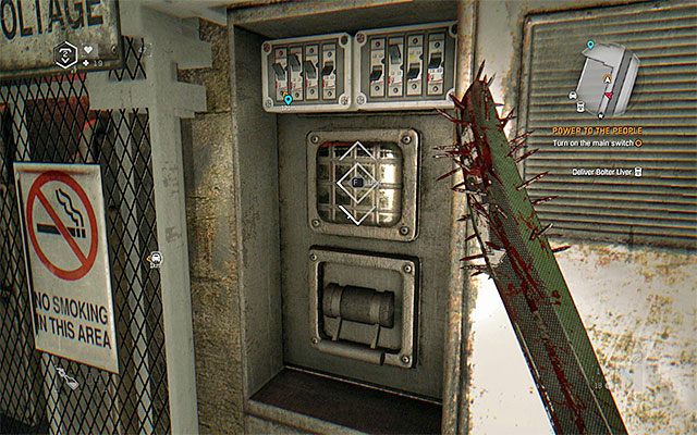 Niedługo po tym jak rozpoczniesz eksplorację wnętrza zapory gra wyświetli cut-scenkę informującą o pojawieniu się w okolicy mutanta - Władza i elektryfikacja (Power to the People) | Poboczne zadania - Stacja benzynowa - Dying Light: The Following - poradnik do gry
