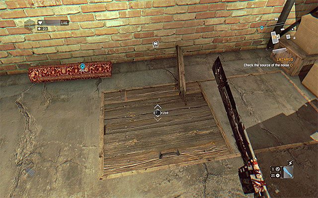 Na sam koniec zostaw sobie zabezpieczenie piwnicy i uważaj, bo tuż przy schodach ukrywa się ostatni bandyta - Łazarz (Lazarus) | Poboczne zadania - Farma Jasira | Dying Light The Following - Dying Light: The Following - poradnik do gry