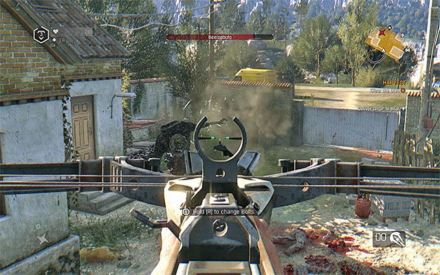 Bossa możesz atakować z jednego z dachów lub zza bramy gospodarstwa - Jak pokonać Beelzebufo? | Pojedynki z bossami | Dying Light The Following - Dying Light: The Following - poradnik do gry