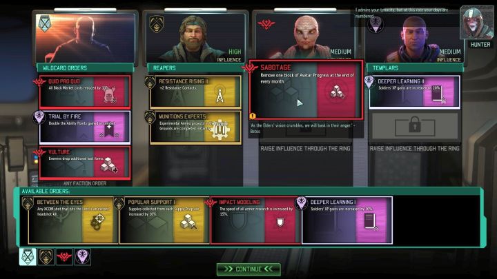 Warto jak najszybciej odblokować dodatkowe karty i gniazda na rozkazy. - Rozkazy ruchu oporu | Mechanizmy rozgrywki | XCOM 2 - XCOM 2 - poradnik do gry