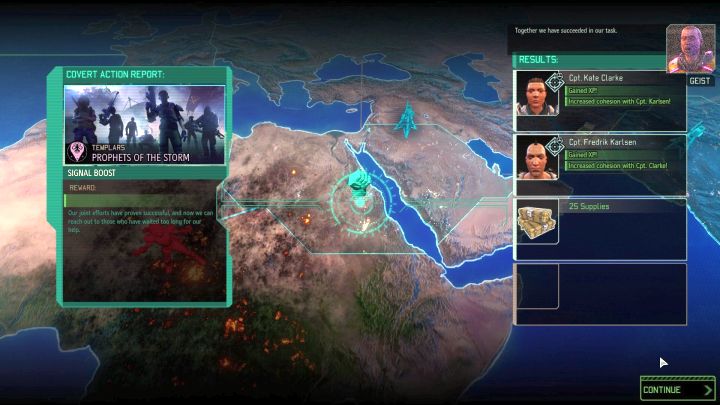 Po kilku dniach pracy nad tajnym działaniem wyświetli się takie oto okno. - Tajne działania ruchu oporu (Covert Action) | Mechanizmy rozgrywki | XCOM 2 - XCOM 2 - poradnik do gry