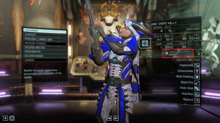 Parametr Combat Intelligence wpływa na ilość pozyskiwanych punktów AP. - AP żołnierzy i AP XCOM - pozyskiwanie i zastosowanie | Punkty umiejętności - XCOM 2 - poradnik do gry