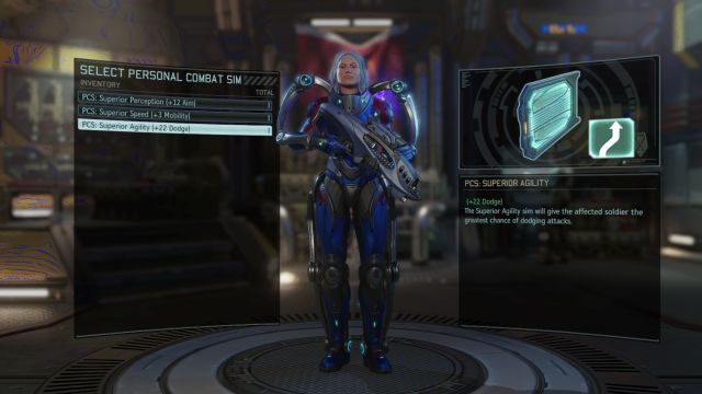 Ekran na którym można wybrać i wszczepić interesujący nas implant. - PCS - Personal Combat Sims | Wyposażenie żołnierzy | XCOM 2 - XCOM 2 - poradnik do gry