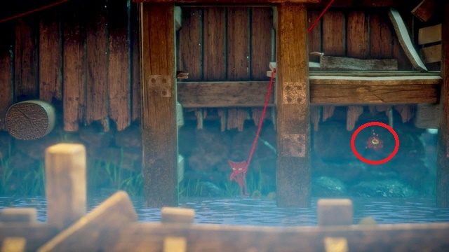 Kolejny guzik możesz zebrać z liny lub z płynącego drewienka - Poziom 5 - Off the Rails | Sekrety w Unravel - guziki - Unravel - poradnik do gry