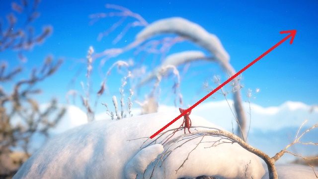 Wybij się z ośnieżonej gałęzi w prawo - znajdziesz tam jeszcze jeden guzik - Poziom 9 - Winter Sun | Sekrety w Unravel - guziki - Unravel - poradnik do gry