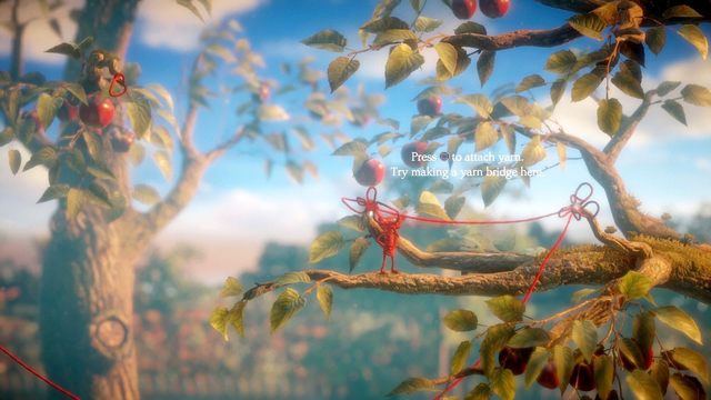 Tworzenie trampolin to jedna z podstawowych konstrukcji, które będziesz wykorzystywał przez całą grę - Poziom 1 - Thistle and Weeds | Opis przejścia Unravel - Unravel - poradnik do gry