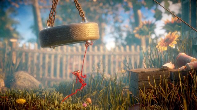 Na oponie możesz się rozhuśtać, nie jest to jednak takie łatwe - Poziom 1 - Thistle and Weeds | Opis przejścia Unravel - Unravel - poradnik do gry