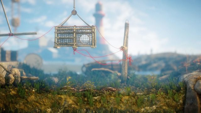 Przeskocz nad stadem krabów używając klatki i lassa - Poziom 2 - The Sea | Opis przejścia Unravel - Unravel - poradnik do gry