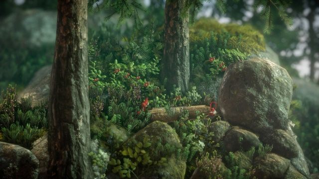 Drewienko pozwoli ci wyskoczyć na głaz za zbiornikiem wodnym - Poziom 3 - Berry Mire | Opis przejścia Unravel - Unravel - poradnik do gry