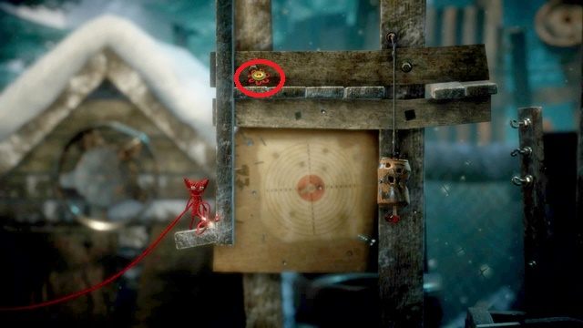 Tym guzikiem się na razie nie przejmuj - zbierzesz go dopiero za chwilę... - Poziom 10 - Rust | Opis przejścia Unravel - Unravel - poradnik do gry