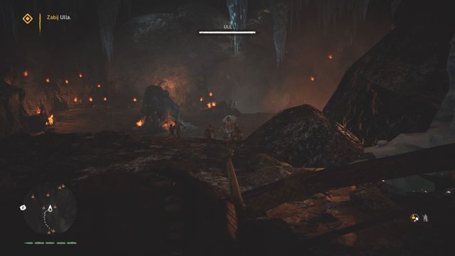 Początkowo Ull będzie stał pod soplem - nie dając się zauważyć zrzuć lód na dół, strzelając weń. - Ziemia Udam | Opis przejścia | Far Cry Primal - Far Cry Primal - poradnik do gry