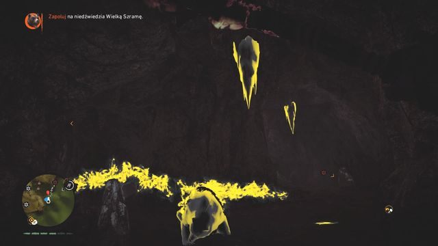 Gdy unieruchomisz niedźwiedzia zrzuć mu na głowę wiszący stalaktyt. - Wielka Szrama | Polowania Władcy Zwierząt | Far Cry Primal - Far Cry Primal - poradnik do gry