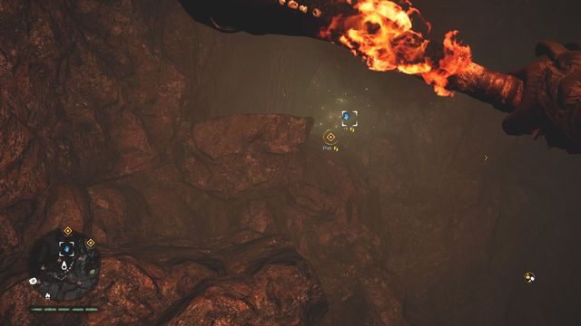 Zaraz po wejściu do jaskini spuść się na dół i użyj wzroku łowcy, aby wypatrzeć wspomniane ślady stóp - Rysunki naskalne | Północne Oros | Far Cry Primal - Far Cry Primal - poradnik do gry