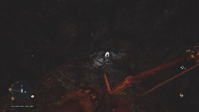 Zaraz po wspięciu się po pnączach do górnej części odwróć się, przedmiot znajduje się na wąskiej półce skalnej - Ręce Daiszy 1-10 | Północne Oros | Far Cry Primal - Far Cry Primal - poradnik do gry