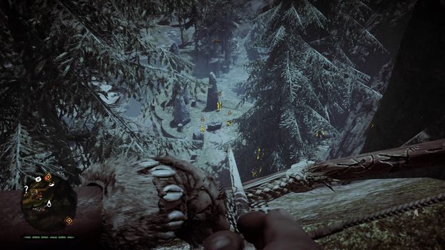 Rozpoczynając ostrzał ze skał masz dobrą pozycję wyjściową, jednakże narażony zostaniesz na miotane w Twoją stronę pociski. - Fort Ognistego Krzyku (Izila) | Forty | Far Cry Primal - Far Cry Primal - poradnik do gry