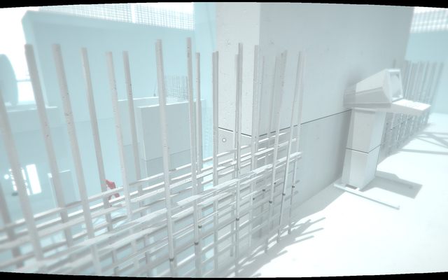 Kolejny terminal znajdziesz po pokonaniu krótkiej drogi przez rusztowanie na dach... - Terminale komuputerowe | Sekrety SUPERHOT - SUPERHOT - poradnik do gry