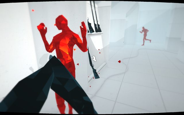 Po wejściu do pomieszczenia serwerowni skręć w lewo i biegnij do składu broni - Poziomy 11-15 | Opis przejścia SUPERHOT - SUPERHOT - poradnik do gry