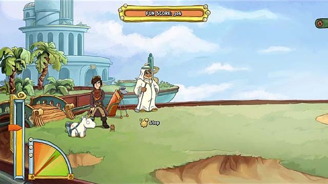 W suchym basenie, klikając na wskazujące kierunki strzałki (w prawym dolnym rogu ekranu) albo za pomocą klawiaturowych klawiszy ze strzałkami, przesuwaj po planszy celownik, poszukując strzelających do Rufusa dzieci - Dostań się do strefy relaksu | Rozdział trzeci Deponia Doomsday - Deponia Doomsday - poradnik do gry