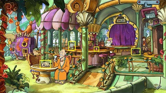 Teraz pogadaj z Trzecim Starszym, który nie ruszy się z baru, dopóki nie rozwiąże problemu dotyczącego serwowanych tu dań i napojów - Sklonuj trzy jackalopy | Rozdział trzeci Deponia Doomsday - Deponia Doomsday - poradnik do gry