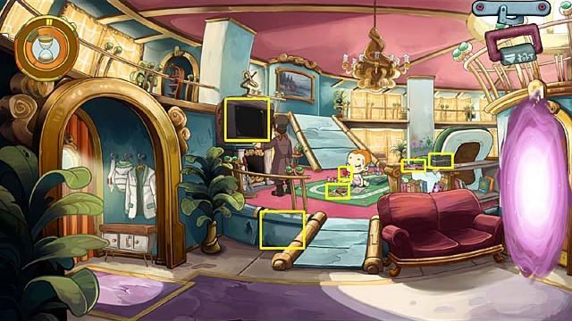 Kiedy ponownie trafisz do mieszkania Goal, zastaniesz ją tam w postaci ledwie odrośniętego od podłogi brzdąca - Stwórz sprzęt do lokalizowania i otwierania portali | Rozdział siódmy - Deponia Doomsday - poradnik do gry