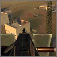 W końcu dolecicie na miejsce, załatw gostków z wyrzutniami rakiet, którzy stoją na dachu budynku (+1 na ziemi - Zalebs Stronghold - część 2 | Misja 12 w IGI 2 Covert Strike - IGI 2: Covert Strike - poradnik do gry