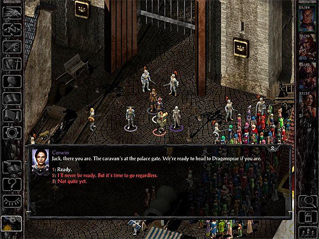 Powróć do głównej sali znajdującej się na parterze pałacu (M2,7) gdzie zmuszony zostaniesz do wzięcia udziału w nowym spotkaniu Rady - Wyprawa na północ - zadanie główne - Pałac Książęcy - Baldurs Gate: Siege of Dragonspear - poradnik do gry