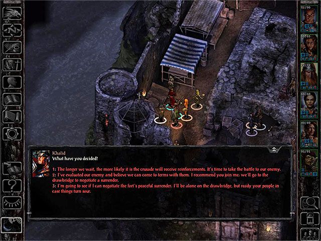 Niezależnie jak rozwiązałeś sprawę z kamieniem Spellstone musisz docelowo dotrzeć do drzwi prowadzących na zewnątrz fortu (M11,11) - Przekroczenie mostu Boareskyr - zadanie główne - Boareskyr Bridge - Baldurs Gate: Siege of Dragonspear - poradnik do gry