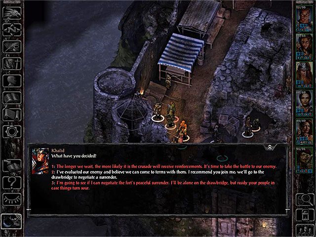 Jeśli chcesz wybrać ten wariant to w trakcie rozmowy z Khalidem zacznij od wybrania pierwszej opcji dialogowej - Przekroczenie mostu Boareskyr - zadanie główne - Boareskyr Bridge - Baldurs Gate: Siege of Dragonspear - poradnik do gry