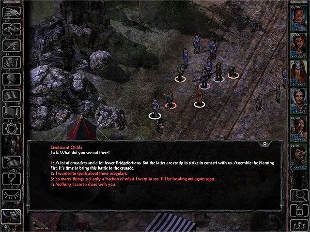 Jeżeli nie śpieszy ci się z pokonaniem krzyżowców to o wiele lepszym pomysłem będzie powrót do obozowiska Płonącej Pięści w celu zorganizowania posiłków - Przekroczenie mostu Boareskyr - zadanie główne - Boareskyr Bridge - Baldurs Gate: Siege of Dragonspear - poradnik do gry