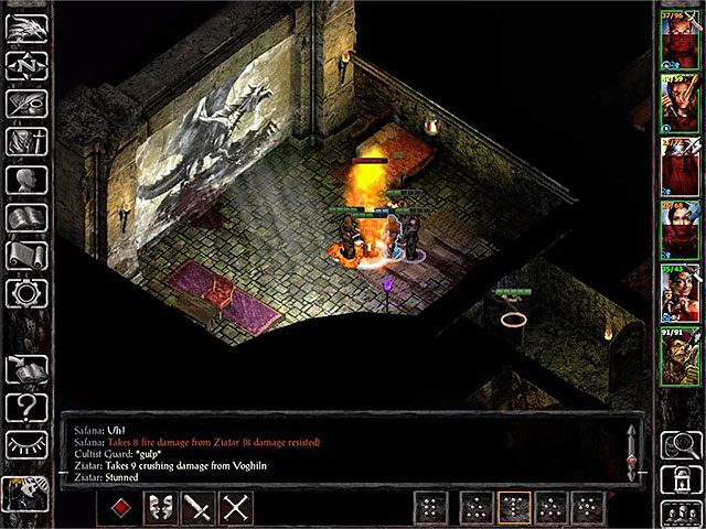 Cel podróży to pomieszczenie z dużym muralem na ścianie (M10,11), w którym przebywa smokopodobna kreatura Ziatar - Zdobycie kamienia Wardstone - zadanie główne - Troll Claw Woods - Baldurs Gate: Siege of Dragonspear - poradnik do gry