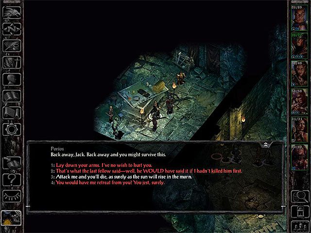 Po zakończonych walkach zainteresuj się zamkniętymi północnymi drzwiami prowadzącymi do nowej krypty (M1,5) - Odnalezienie Korlasz - zadanie główne - Grobowiec rodziny Korlasz - Baldurs Gate: Siege of Dragonspear - poradnik do gry