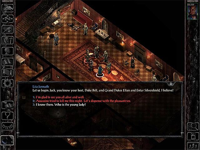 Wybierz jedne z nowych schodów (M2,6) żeby dotrzeć na parter pałacu - Zabójcy w pałacu - zadanie glówne - Grobowiec rodziny Korlasz - Baldurs Gate: Siege of Dragonspear - poradnik do gry