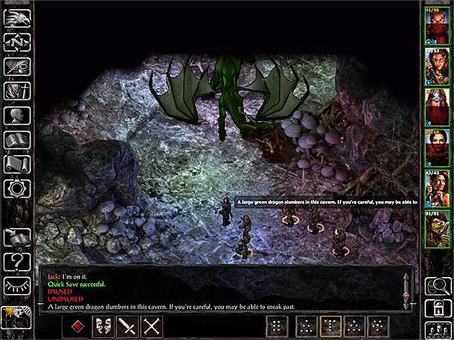 Smok Morentherene ma swoje legowisko w jaskini w północno-wschodniej części lasu (M10,4) - Zadania poboczne w Forest of Wyrms - Forest of Wyrms - Baldurs Gate: Siege of Dragonspear - poradnik do gry