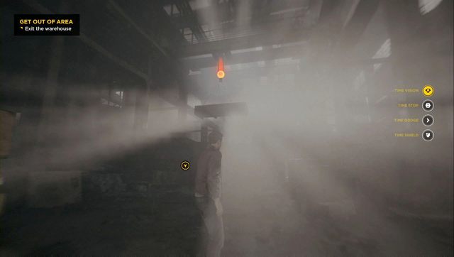 Zestrzel hak podświetlony jasną barwą w podglądzie Time Vision - Akt II - Industrial Area | Opis przejścia w Quantum Break - Quantum Break - poradnik do gry