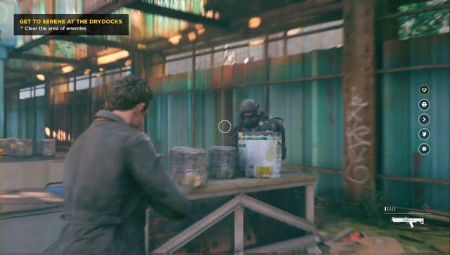 Opancerzeni przeciwnicy wyposażeni są w strzelby lub lekkie karabiny maszynowe - Akt II - Industrial Area | Opis przejścia w Quantum Break - Quantum Break - poradnik do gry