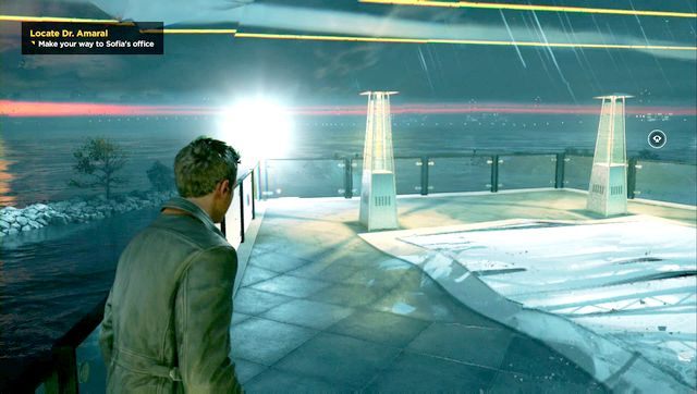 Za galerią na balkonie odnajdziesz Chronon Source - Chronon Sources (akt III) | Sekrety Quantum Break - Quantum Break - poradnik do gry